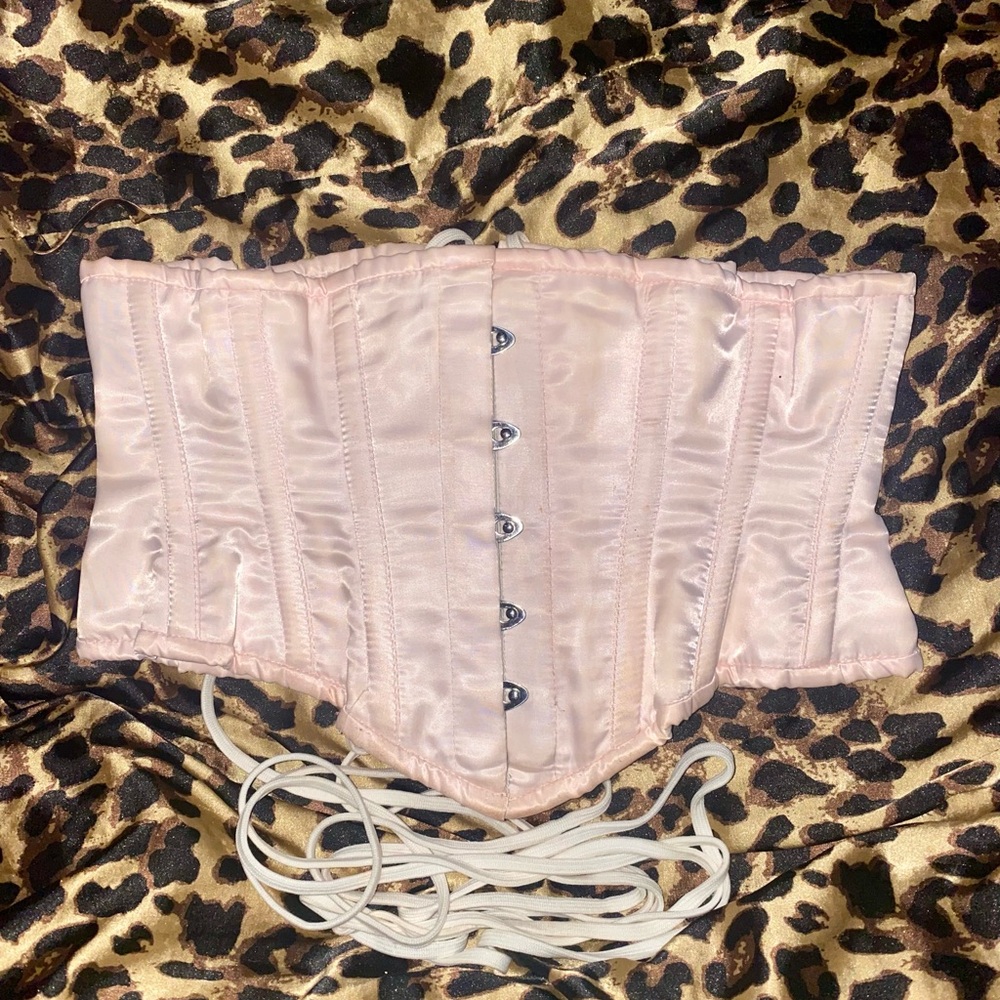 Baby pink satin corset